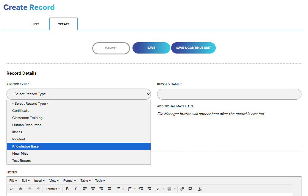 How to: Create/Edit Record Types